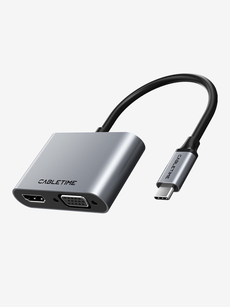 CABLETIME USB TYPE C TO HDMI VGA ADAPTER 4 IN 1 HUB WITH POWER DELIVERY - Image 1